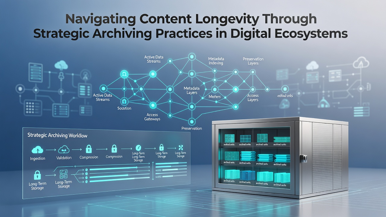 Digital ecosystem archiving workflow with metadata tagging and long-term storage infrastructure